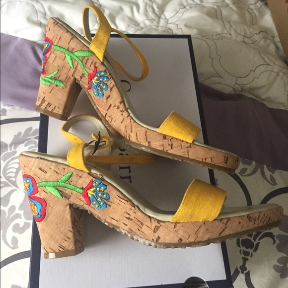 RSVP Shoes - Yellow Cork Heels 8 1/2